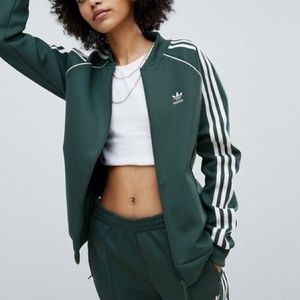 women's green adidas track jacket